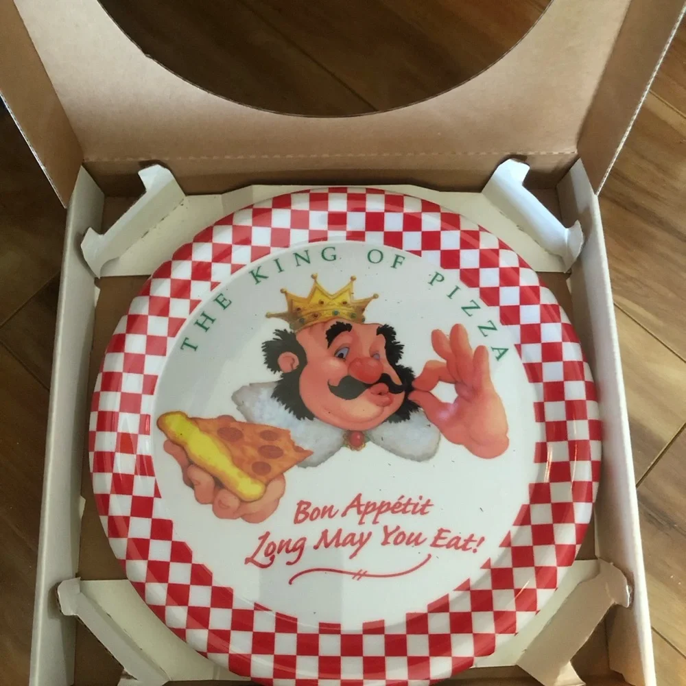 The King of Pizza Storybook & Plate — White Box with Colorful Pizza Art